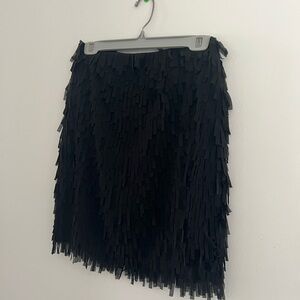 Cartise Black Fringe Midi Skirt